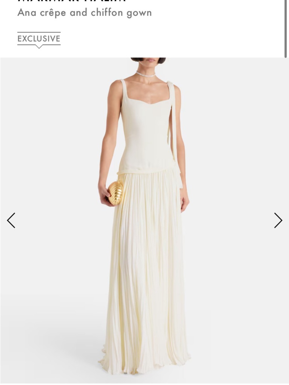 Marmar Halim, Ana Crêpe and Chiffon Gown - Ivory